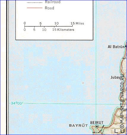 carte de Liban en anglais