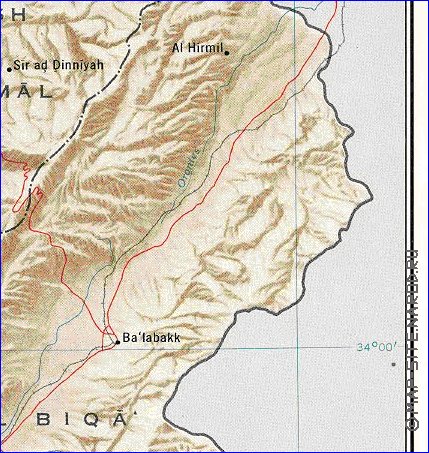 carte de Liban en anglais