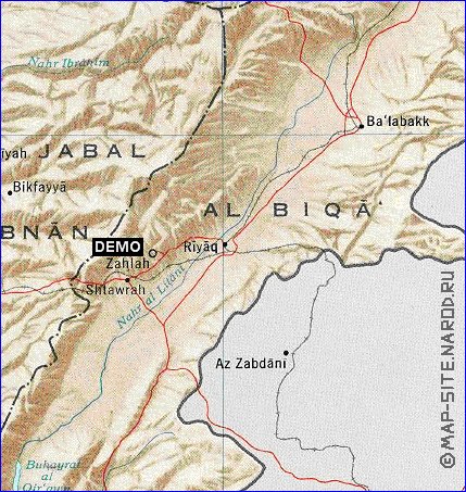 carte de Liban en anglais