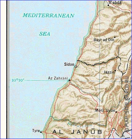 carte de Liban en anglais