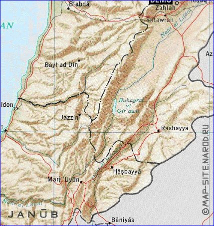 carte de Liban en anglais