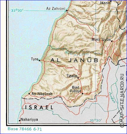 carte de Liban en anglais