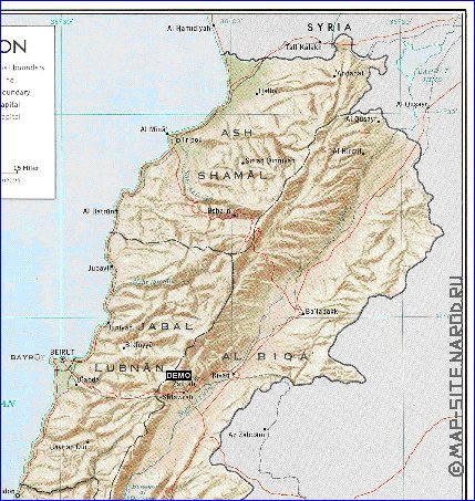 carte de Liban en anglais