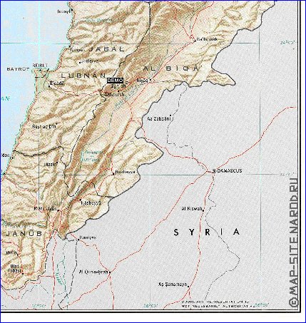 carte de Liban en anglais