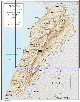 carte de Liban en anglais