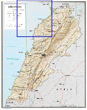 carte de Liban en anglais