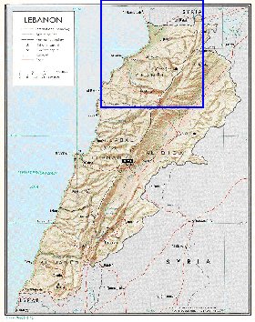 carte de Liban en anglais