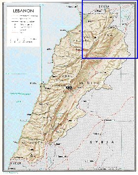 carte de Liban en anglais