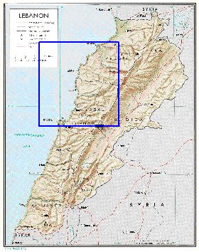 mapa de Libano em ingles