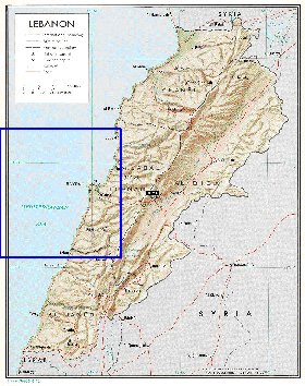 carte de Liban en anglais