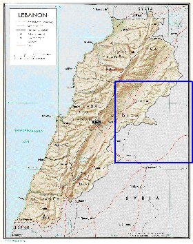 carte de Liban en anglais