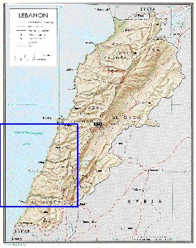 carte de Liban en anglais