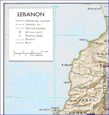 carte de Liban en anglais