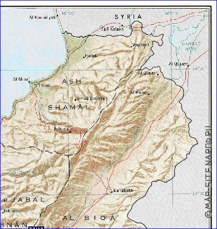 carte de Liban en anglais