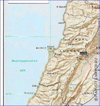 carte de Liban en anglais