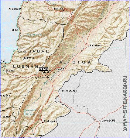 carte de Liban en anglais