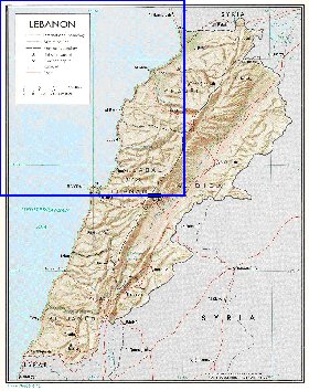 carte de Liban en anglais