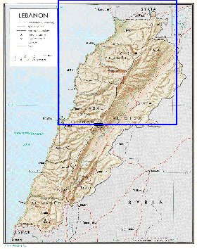 carte de Liban en anglais