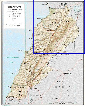 carte de Liban en anglais