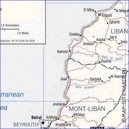 mapa de Libano
