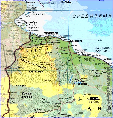 mapa de Libia