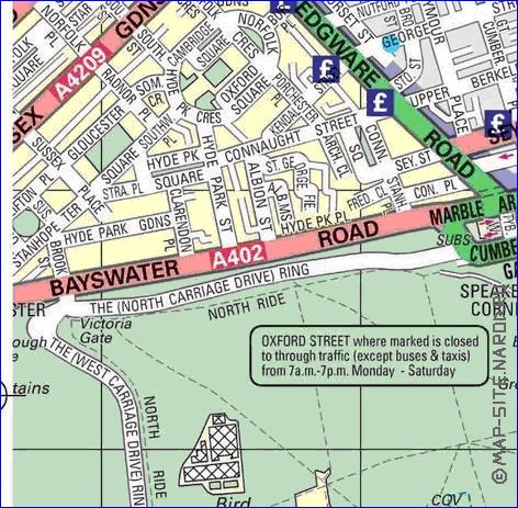 carte de Londres en anglais