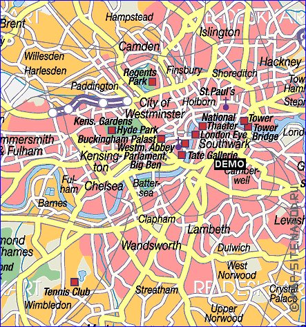 carte de Londres en allemand