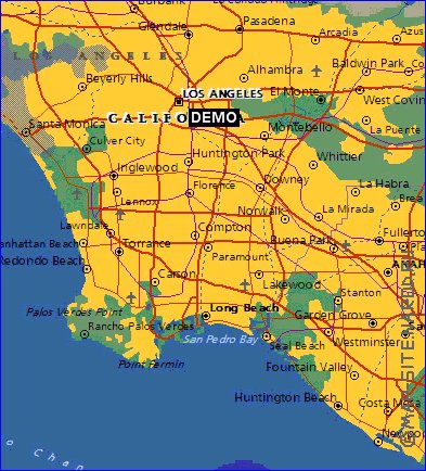 mapa de Los Angeles em ingles