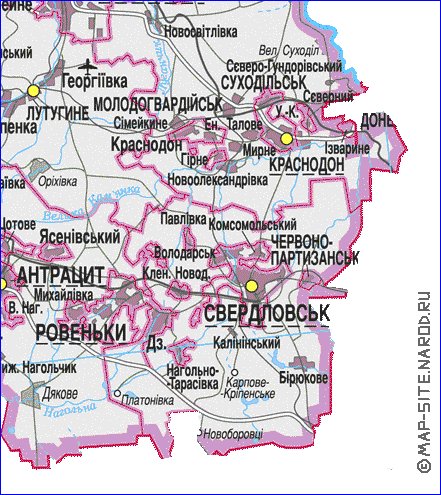 Карта луганской области сватовский район подробная с городами и поселками на русском