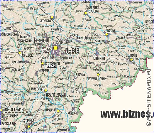 Карта львовской области подробная с мелкими населенными пунктами